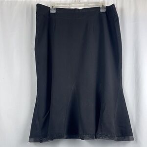 Fit and Flare Ruffle Sheer Hem Back Zip Yoke Waist Skirt